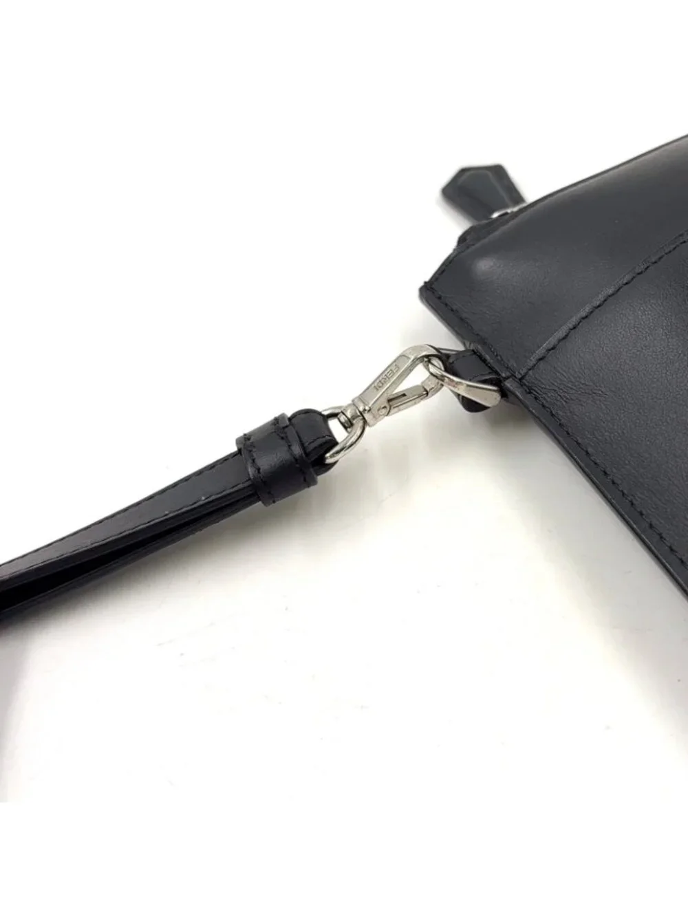 Fendi Mini Occhi Eyes Bugs Monster Leather Black Clutch Silver